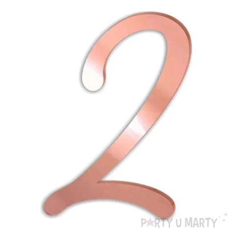 topper z pleksy bok tortu cyfra 2 rozowe zloto 6 x 8 3 cm