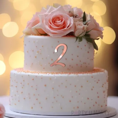 topper z pleksy bok tortu cyfra 2 rozowe zloto 6 x 8 3 cm