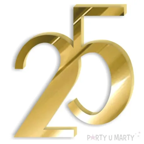 topper z pleksy bok tortu cyfra 25 zloty lustrzany 8 x 9 cm