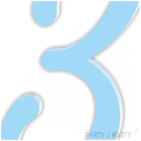 topper z pleksy bok tortu cyfra 3 niebieski pastel 5 x 8 3 cm