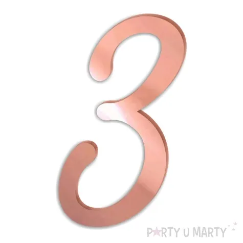topper z pleksy bok tortu cyfra 3 rozowe zloto 5 x 8 3 cm