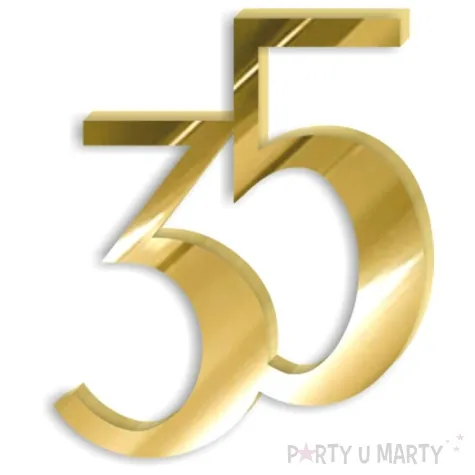 topper z pleksy bok tortu cyfra 35 zloty lustrzany 8 x 9 cm