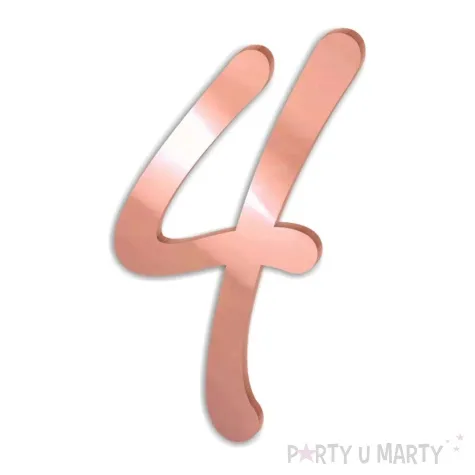 topper z pleksy bok tortu cyfra 4 rozowe zloto 5 x 8 3 cm