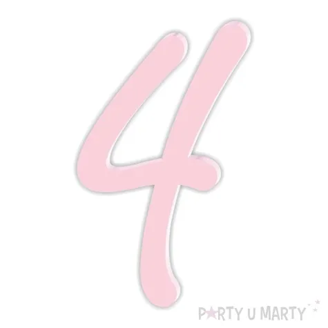 topper z pleksy bok tortu cyfra 4 rozowy pastel 5 x 8 3 cm