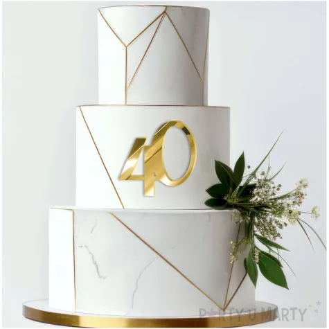 topper z pleksy bok tortu cyfra 40 z oty lustrzany 9 5 x 9 5 cm