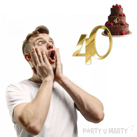 topper z pleksy bok tortu cyfra 40 zloty lustrzany 9 5 x 9 5 cm