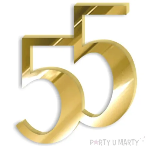 topper z pleksy bok tortu cyfra 55 zloty lustrzany 8 x 9 cm