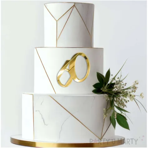 topper z pleksy bok tortu cyfra 60 zloty lustrzany 9 x 9 5 cm