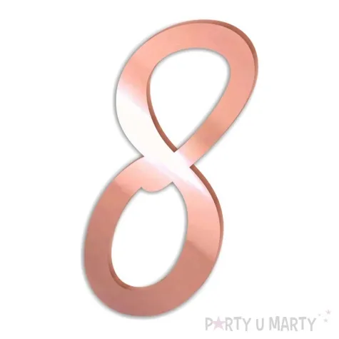 topper z pleksy bok tortu cyfra 8 rozowe zloto 4 8 x 8 3 cm