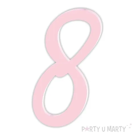 topper z pleksy bok tortu cyfra 8 rozowy pastel 4 8 x 8 3 cm
