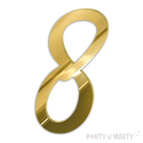 topper z pleksy bok tortu cyfra 8 zlote lustro 4 8 x 8 3 cm