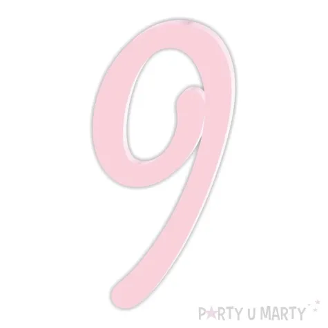 topper z pleksy bok tortu cyfra 9 rozowy pastel 4 x 8 3 cm