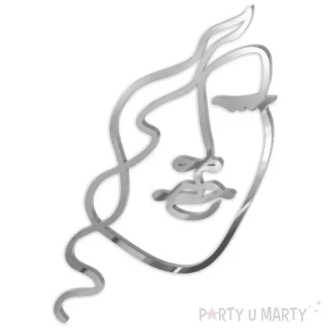 topper z pleksy bok tortu dziewczyna srebrny lustrzany 10x14 cm