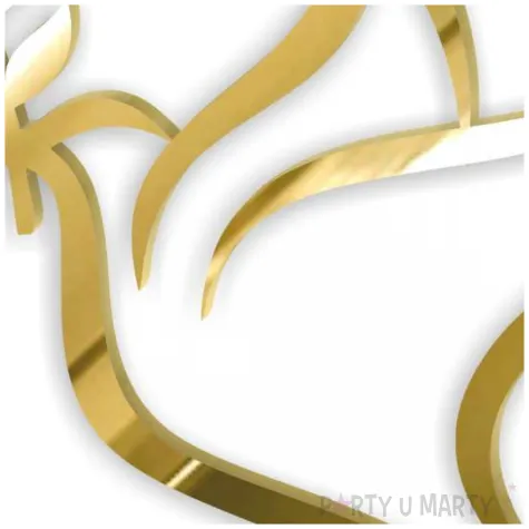 topper z pleksy bok tortu golebica z galazka zloty lustrzany 11x11 cm