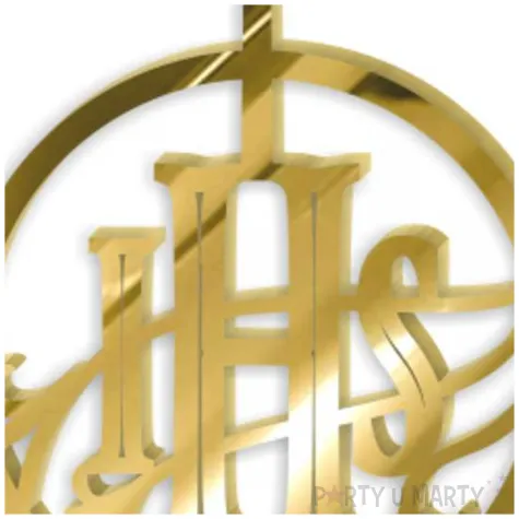 topper z pleksy bok tortu hostia ihs w kolku zloty lustrzany 8x10 cm