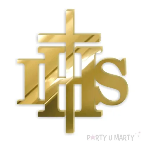 topper z pleksy bok tortu hostia ihs zloty lustrzany 7x8 cm