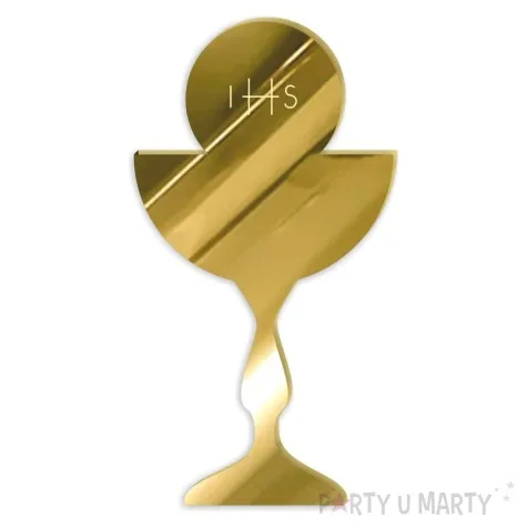 topper z pleksy bok tortu kielich z hostia zloty lustrzany 6x11 cm