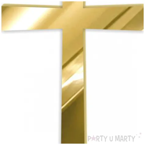 topper z pleksy bok tortu krzyz classic zloty lustrzany 6x10 cm