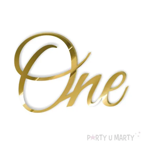 topper z pleksy bok tortu one b zloty lustrzany 7 x 10 cm