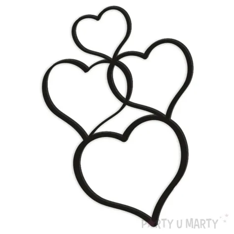 topper z pleksy bok tortu serca czarny 12x18 cm