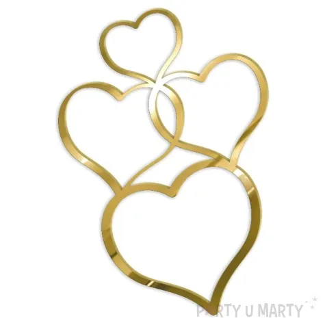 topper z pleksy bok tortu serca zloty lustrzany 12x18 cm