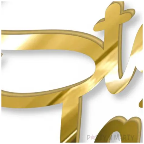 topper z pleksy bok tortu sto lat zloty lustrzany 8 5x10 cm