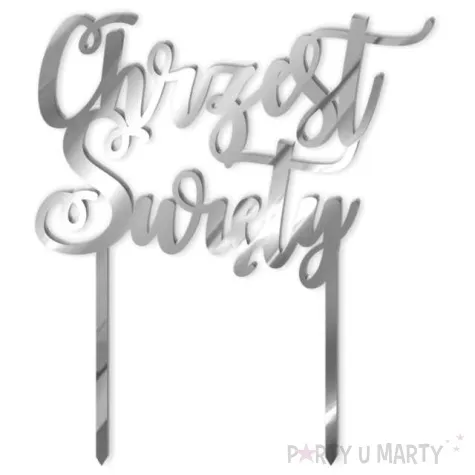 topper z pleksy chrzest swiety zawijaski srebrny lustrzany 16 5 cm