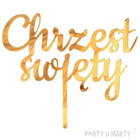 topper z pleksy chrzest swiety zloty godan 13 cm
