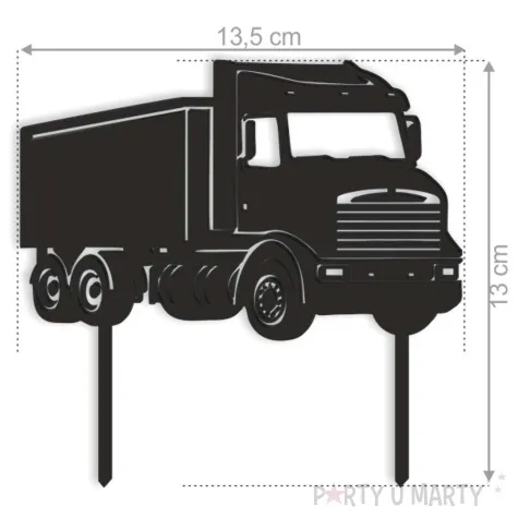 topper z pleksy ciezarowka tir czarny 13 5 x 13 cm