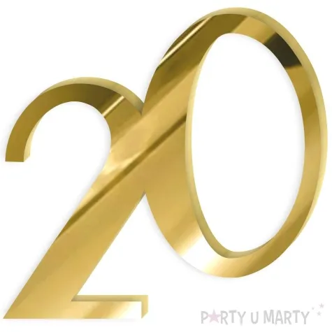 topper z pleksy cyfra 20 urodziny zloty lustrzany 9 5x9 5 cm