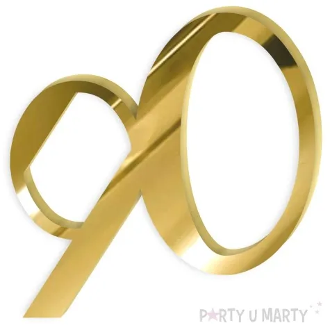 topper z pleksy cyfra 90 urodziny zloty lustrzany 9 5x9 5 cm