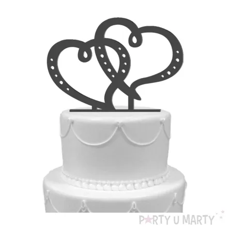 topper z pleksy dwa serca czarna 15 cm