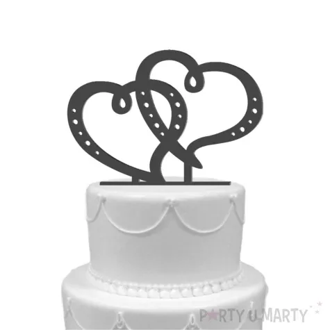 topper z pleksy dwa serca czarna 15 cm