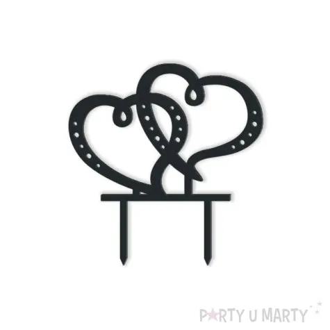 topper z pleksy dwa serca czarna 15 cm