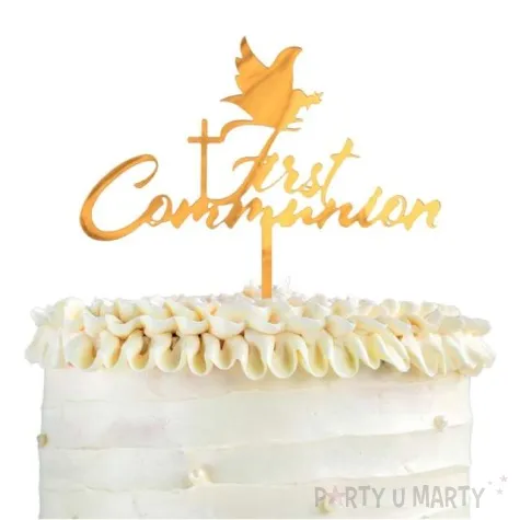 topper z pleksy first communion golabek i krzyz godan 13x17 cm