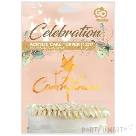 topper z pleksy first communion golabek i krzyz godan 13x17 cm