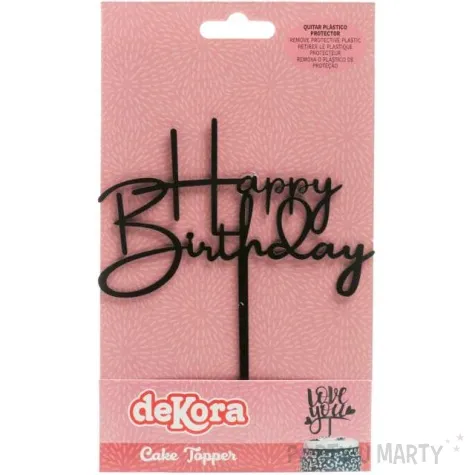 topper z pleksy happy birthday czarna dekora
