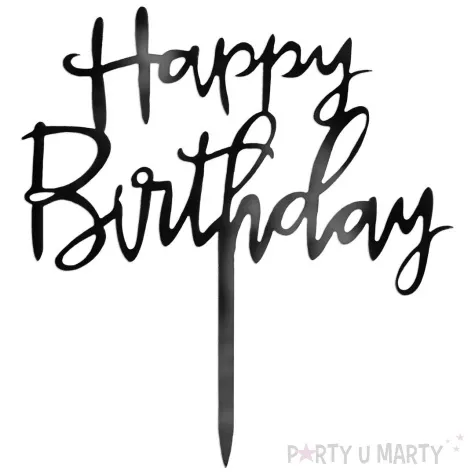 topper z pleksy happy birthday czarny partypal 13 5 cm