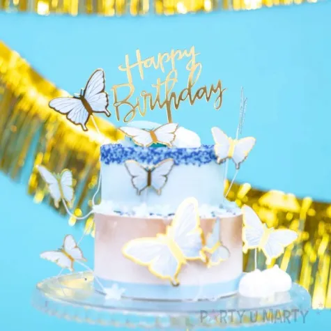 topper z pleksy happy birthday zloty lustrzany partypal 13 5 cm