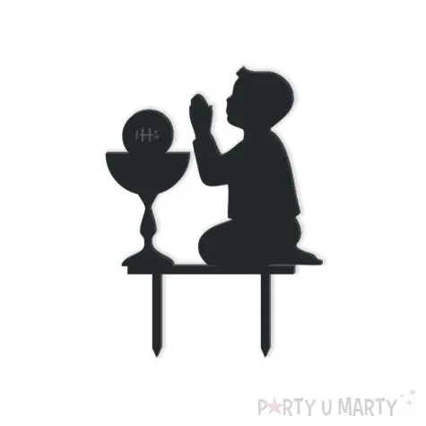 topper z pleksy i komunia chlopiec czarna 12 cm