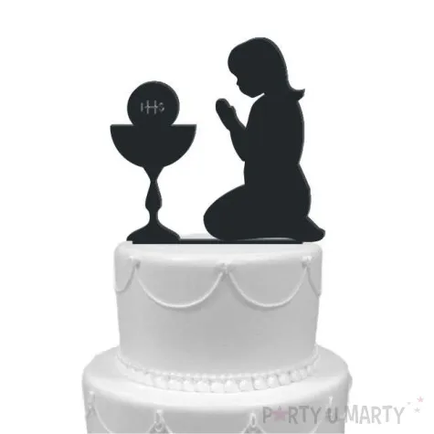 topper z pleksy i komunia dziewczynka czarna 12 cm