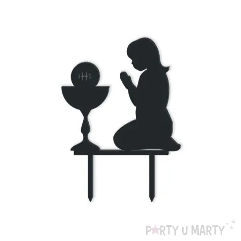 topper z pleksy i komunia dziewczynka czarna 12 cm