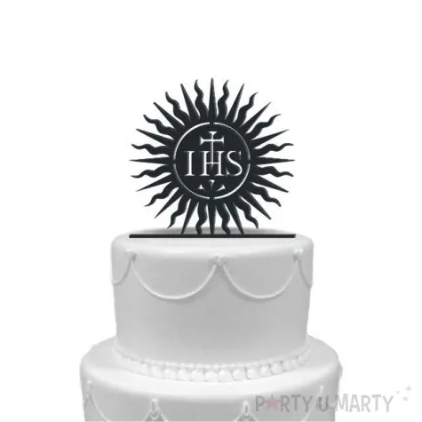 topper z pleksy i komunia hostia czarna 10 cm