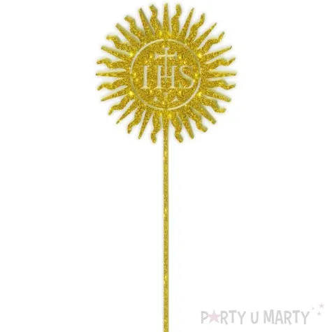 topper z pleksy komunia sw ihs hostia zloty brokat 24 cm