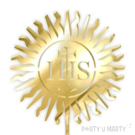 topper z pleksy komunia sw ihs hostia zloty lustrzany 24 cm