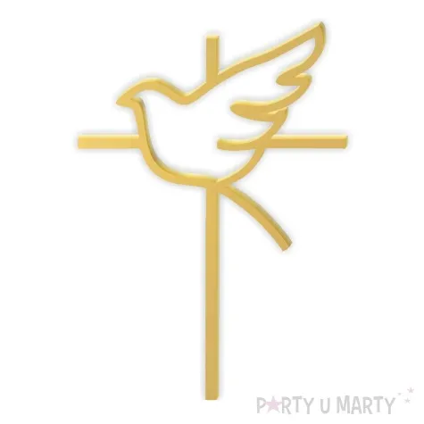 topper z pleksy komunia sw ihs krzyz i golebica zloty 24 cm