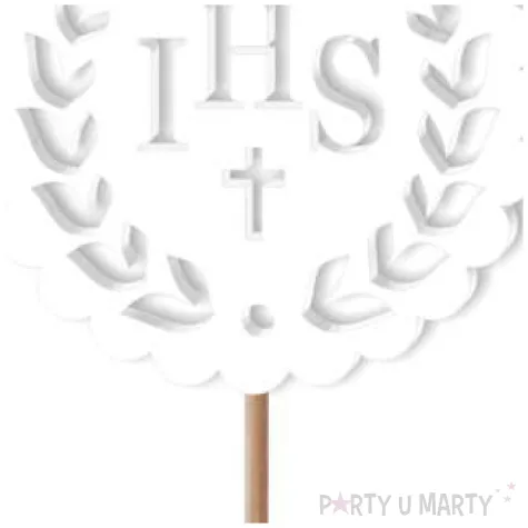 topper z pleksy komunia sw ihs listki bialy 23 5 cm