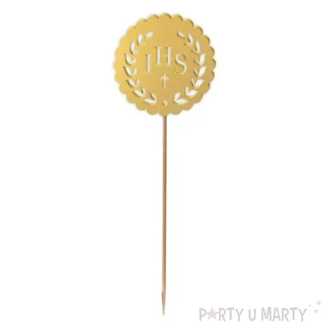 topper z pleksy komunia sw ihs listki zloty 23 5 cm