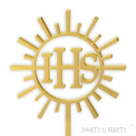 topper z pleksy komunia sw ihs promienie zloty 24 cm