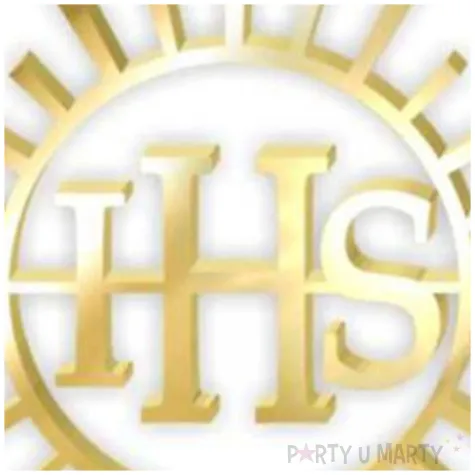 topper z pleksy komunia sw ihs promienie zloty lustrzany 24 cm